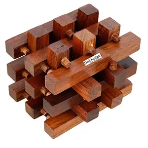 Handmade Wooden IQ Teaser Puzzle Magic Games Jailed Square for Children Unique Gifts