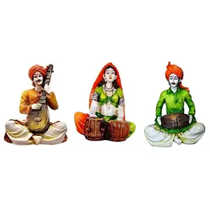 India Set of 2 Men Playing Veena & Dholak & 1 Lady Playing Tabla Different Instruments/Best Gifting Option/Best for Home Decoration