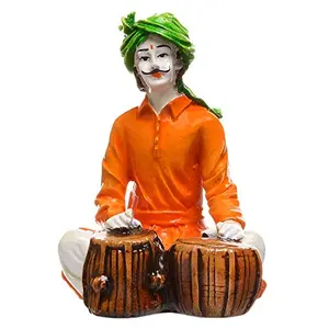 India Polyresine Rajasthani Man Playing Tabla Idol (Best for Home Dcor)