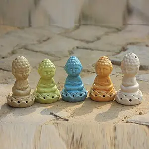 Standing Buddha Shape Cone Stand for Incense Cones Set of 5 Color by