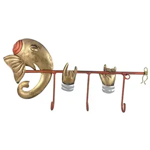 India Wrought Iron Ganesha Playing Basuri Key Holder