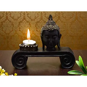 India Carving Buddha Tray with Candle Holder Showpiece