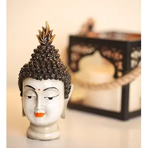 India Antique Buddha Head Idol (White)