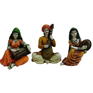 India Set of 3 Villagers Playing Instruments