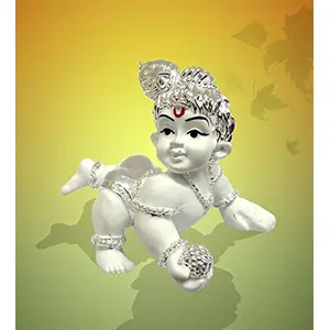India 999 Silver Plated Bal Krishna Showpiece I Bal Krishna Idol I Car Dashboard I Small Warming I Gifting Options