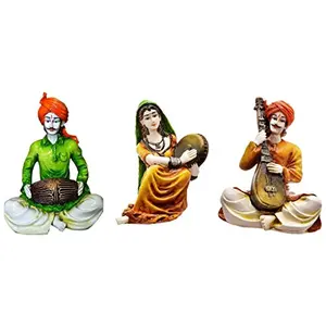 India Polyresine Set of 3 Rajasthani Musicians Showpiece