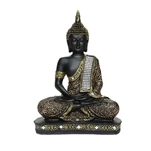 India Gold & Black Sitting Buddha Idol Showpiece