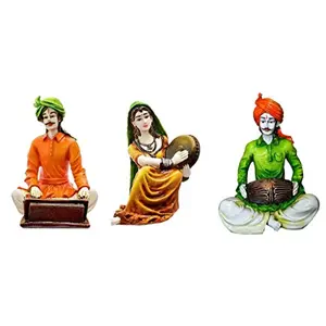 India Polyresine Rajasthani Set of 3 Showpiece/Best for Home Decor/Gifting Option/Best for Office Decor