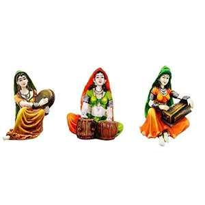 India Polyresine Set of 3 Ladies Playing Different Instruments Showpiece