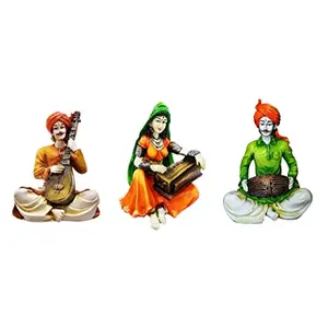 India Polyresine Set of 3 Rajasthani Idols Showpiece/Best for Home Decor/Great Gifting Option