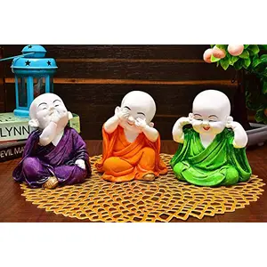 Laughing Small Buddha Resine Showpiece I Best Home Dcor Showpiece I (OrangeGreenPurple)