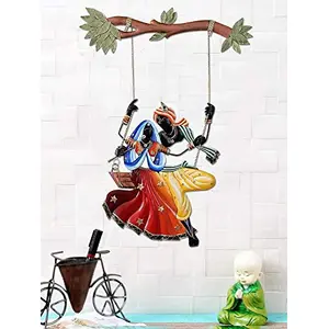 India Wrought Iron Radha & Krishna Riding on Jhula Wall Hanging Showpiece I Wall Dcor I Wall Hanging Showpiece I Wall Art Dcor