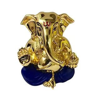 Gold Plated Polyresine Ganesha Idol (7.62 cm x 7.62 cm x 7.62 cm)