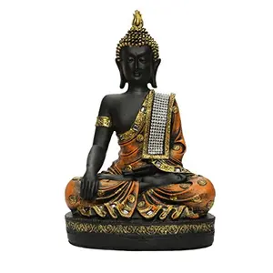 India Polyresine Sitting Buddha Showpiece Brown & Black