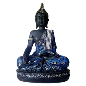 India Polyresine Sitting Buddha Showpiece in Blue Color