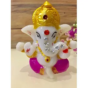 India Resine Diamond Studded Car Dashboard Ganesha Showpiece I Vinayaka Showpiece I Car Dashboard Showpiece I Ganesha Idols