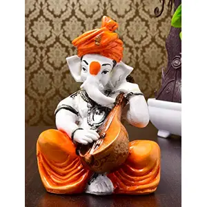 Ganesha Playing Veena Polyresine Idol (15.24 cm x 15.24 cm x 27.94 cm)
