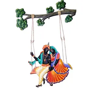 India Wrought Iron Radha Krishna Riding on Jhula (Best for Home Decor/Gifting/Office Decoration)