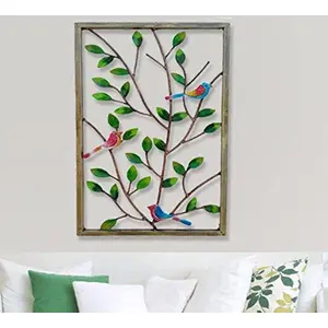 India Wrought Iron Set of Birds Wall Hanging Showpiece