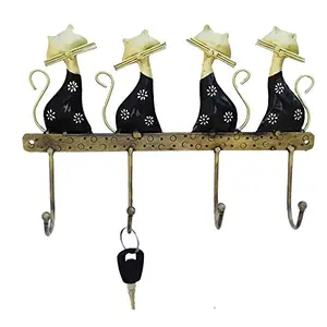 India Set of 4 Cute Wrought Iron Crafted Cat Key Hangers/Key Holders/Key Hooks for Your Beautiful Homes