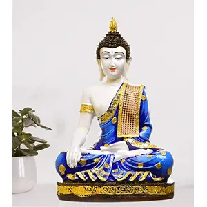 India Polyresine Sitting Buddha Showpiece Blue & White