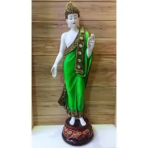 India Antique Green Standing Buddha Showpiece
