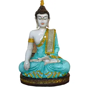 India Polyresine Sitting Buddha Showpiece in Sea Green Color