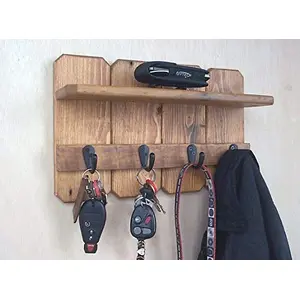 India Wooden Handcrafted Creative Key Holder Self/Wall Decor Shelve for Living Room Home Decor. (4 Hook)