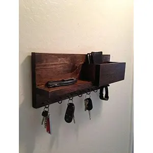 India Wooden Handcrafted Mobile Stand for Charging Porpose with Multipurpose Hooks for Key for Living Room Home Decor.