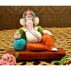 India Handcrafted Resine Lord Resting Ganesha Idol Sculpture | Showpiece for Home Dcor and Office I Vinayaka Showpiece I Car Dashboard Showpiece I Ganesha Idols