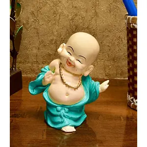 India Handcrafted Resine Laughing Buddha Monk Idol Sculpture | Buddha Idols for Home Decor