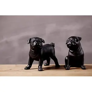 India Home Decoration Accessories Retro A Pair of Black Dog Poly-Resin Showpiece for Gift Purpose.