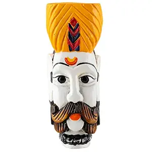 India Home Decorative Beautiful Handcrafted Poly- Resin Rajasthani Men Face (Mask) for Wall Decor/Wall Hanging/Room Decor Showpiece.