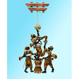 India Wrought Iron Elegant Wall Hanging Makhan Chor Krishna with his Friend Showpiece I Krishna Wall Hanging I for Home Decor.
