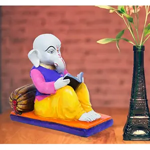 India Polyresine Ganesha Reading Book Showpiece I Best for Home Decor I Best Diwali Gift I Ganesha Showpiece