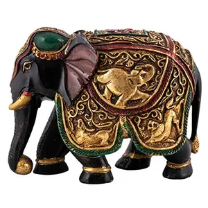 India Luxurious Collection Handcrafted Elephant Statue Showpiece Decorative Wild Pet Animal Figurine Home Decor Item Table Idol.