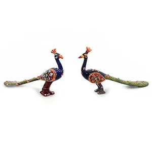 Little India Handpaint Peacock Handicraft (Set of 2)