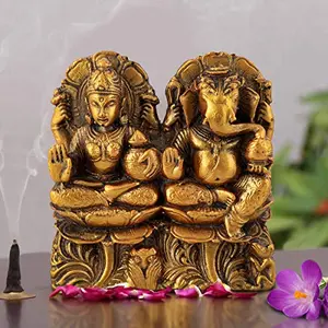 India Handcrafted Ganesh Lakshmi Ji Murti Idol Figurine for Home Dcor | Lakshmi Ganesh Murti for Diwali Pujan | Ganesh Ji Lakshmi Ji Idol