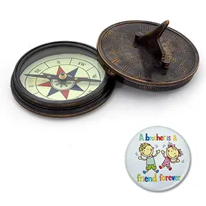 Little India Antique Stylish Sun Dial Compass (7.62 cm x 7.62 cm Deep BrownHCF239)