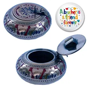 Little India Handicraft Meenakari Work Ash Tray (BrassHCF203)