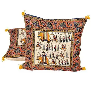 Little India Embroidery Applique Patch Work Cotton 2 Piece Cushion Cover Set - (DLI3CUS842)