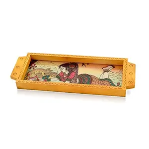 Little India Jaipuri Gemstone Painted Wooden Serving Tray