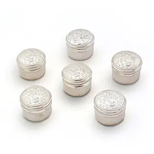 Little India Silver Polish Unique Laxmi Ganesh Box Set (242 Set of 6 Silver)