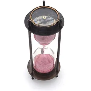 Little India Real Direction Compass and Five Minute Sand Timer (246 Brown)