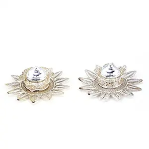 Little India Floral Design Polished Sindoor Box Pair (231 Silver)