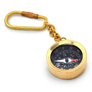 Antique Brass Handcrafted Compass in Keychain (161 Brown)