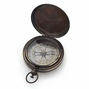 Pushbutton Anchor Style Black Nautical Compass (283 Brown)