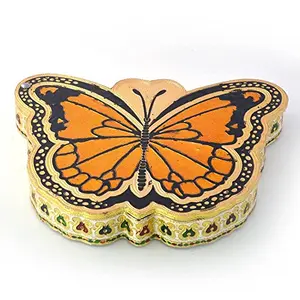 Little India Butterfly Shape Jaipuri Gold Minakari Dryfruit Box (428 Gold)
