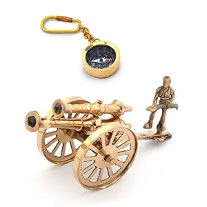 Little India Combo of Canon Handicraft and Compass Keychain (Brown)
