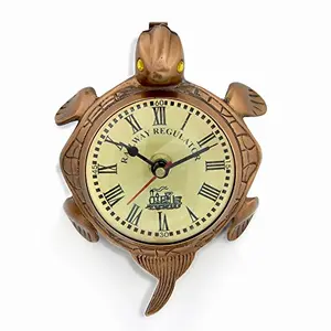 Little India Pure Brass Lucky Omen Tortoise Antique Wall Clock (366 Brown)